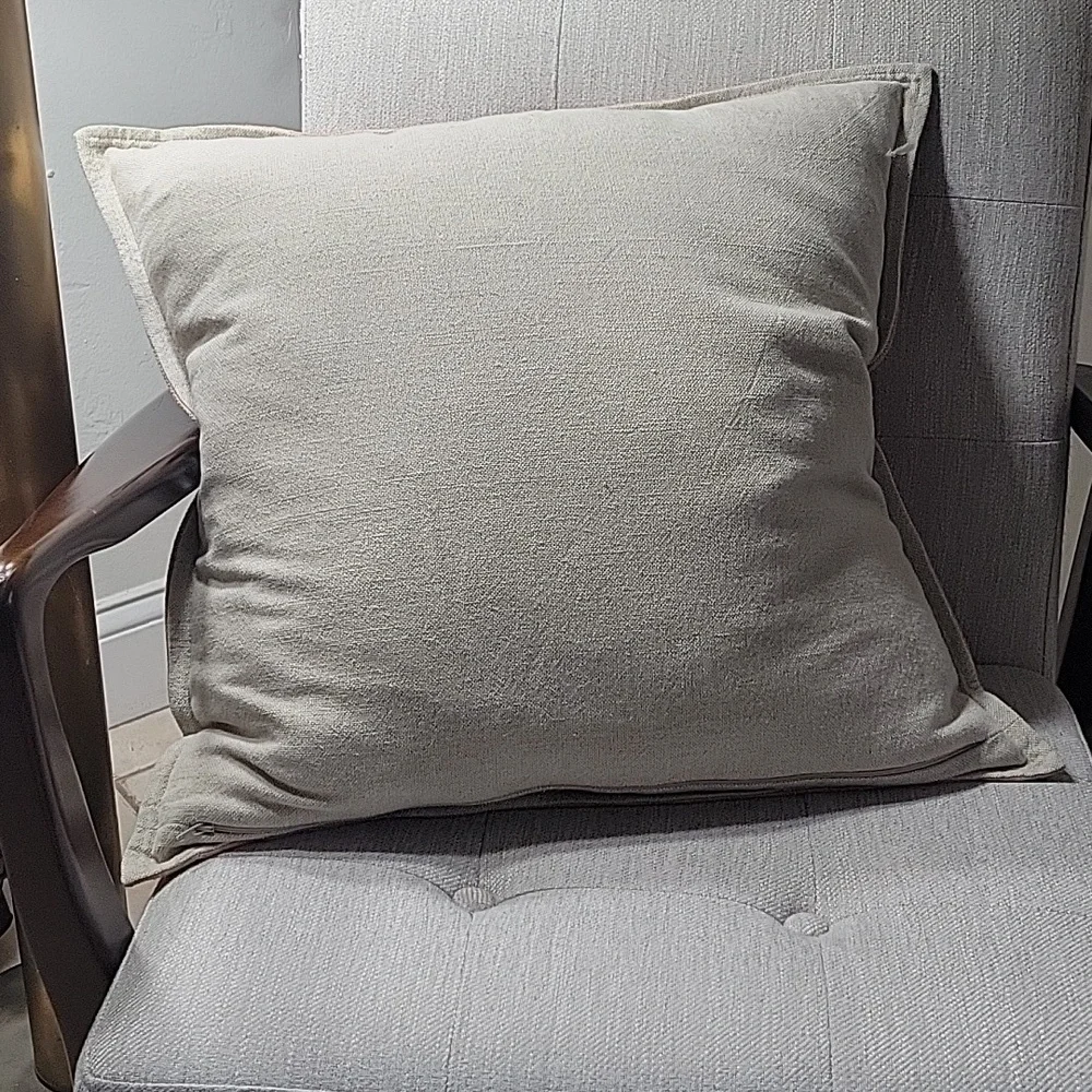 Crate & Barrel 20x20 Organic Linen Throw Pillow w/Feather Insert In Terracotta